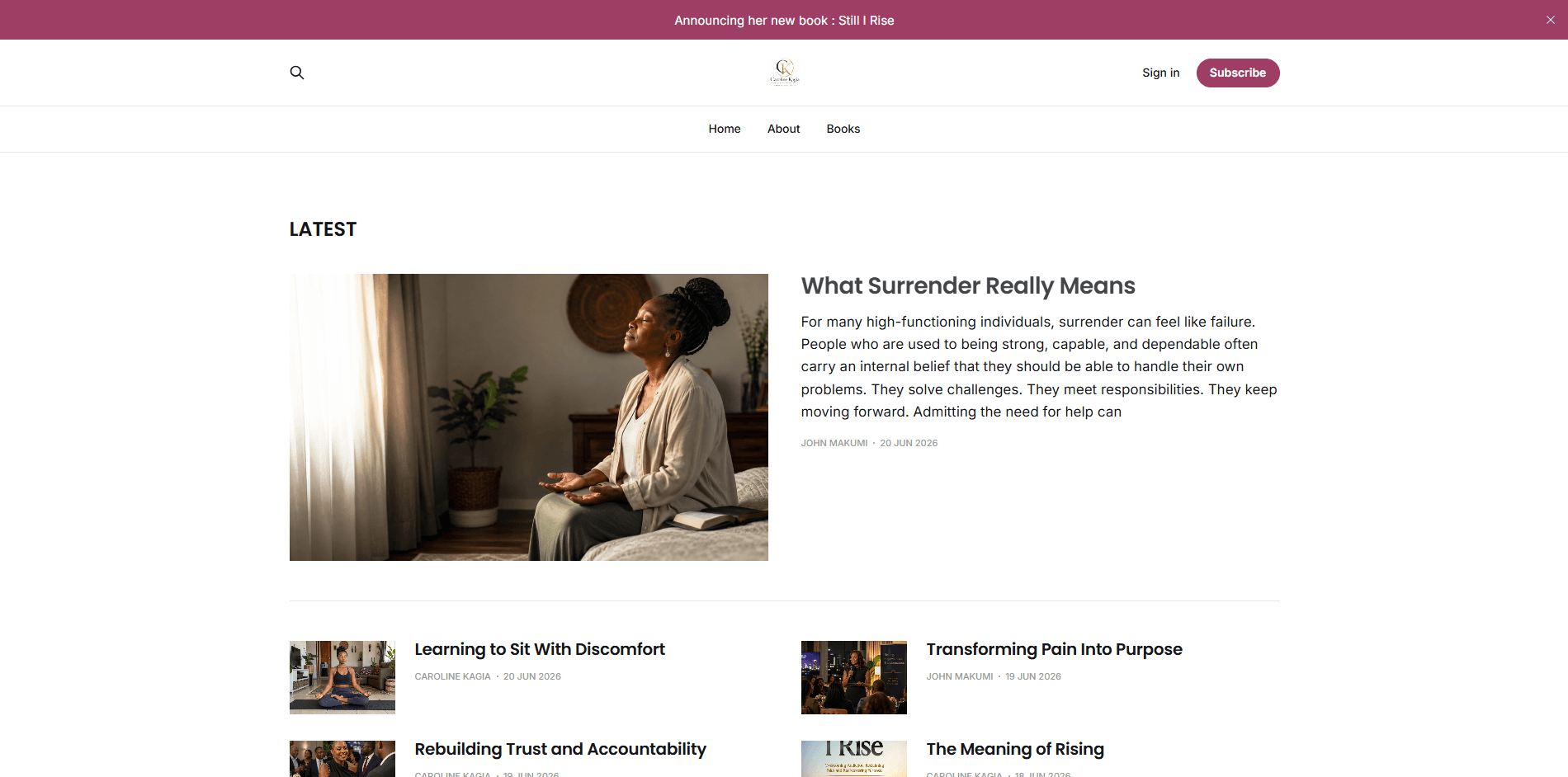 Caroline Kagia editorial blog homepage